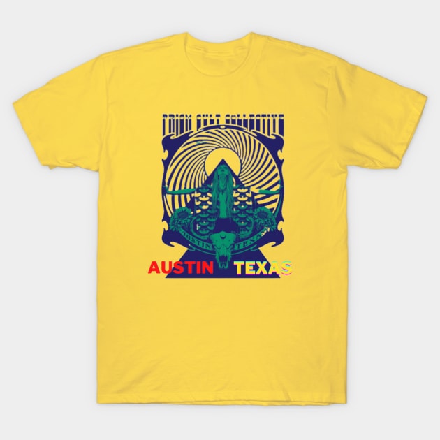 Vintage Austin Texas Prism Cult Collective T-Shirt by DocFinn